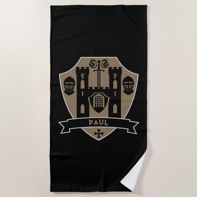 Mediaeval English Knight Dragon Beach Towel (Front)