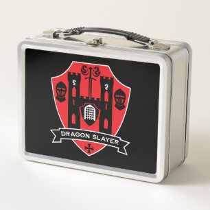 Mediaeval English Knight Dragon Metal Lunch Box