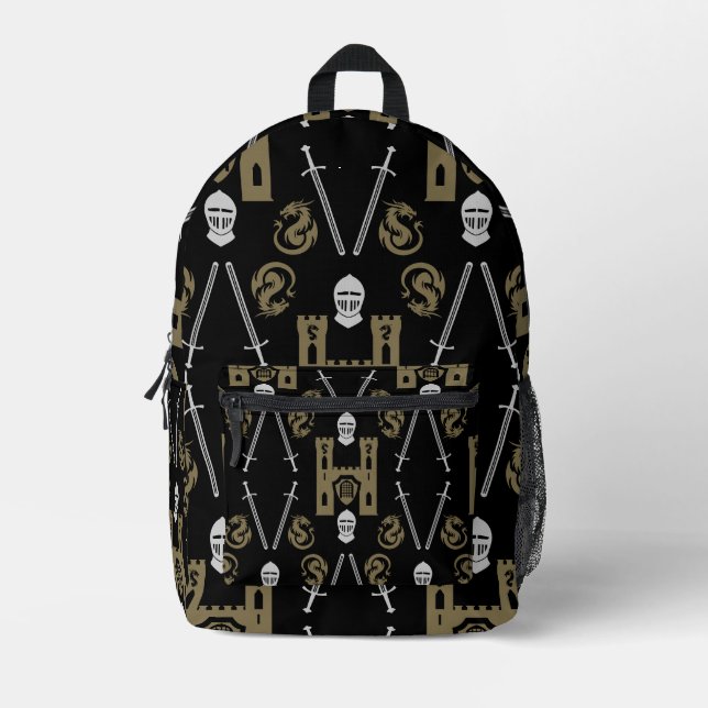 Mediaeval English Knight Dragon Printed Backpack (Front)
