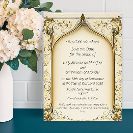 Mediaeval Fantasy Arched Save The Date Invitation