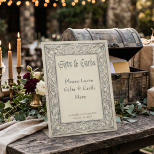 Mediaeval Fantasy Black Vintage Etch Wedding Gifts Pedestal Sign