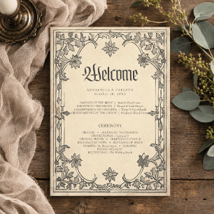 Mediaeval Fantasy Black Vintage Etching Wedding Programme