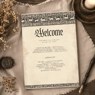 Mediaeval Fantasy Black Vintage Etching Wedding Programme