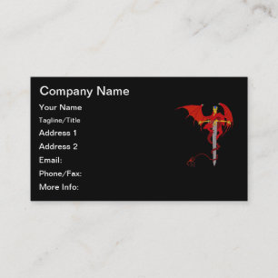 Mediaeval Fantasy Flying Red Dragon and Sword Business Card