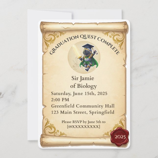 Mediaeval Fantasy Graduation Invitation  (Front)