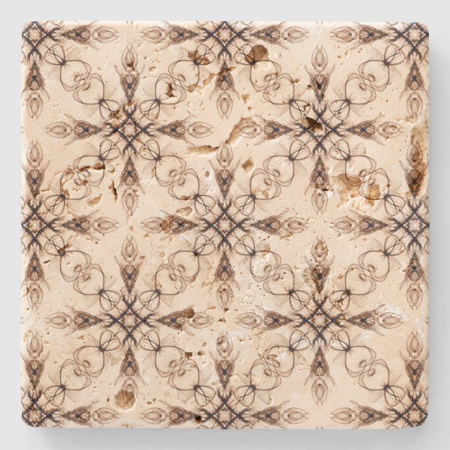 Mediaeval Fantasy Sepia Fractal Art Stone Coaster (Front)