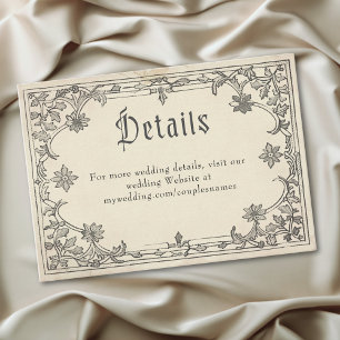 Mediaeval Fantasy Vintage Black Etching Wedding Enclosure Card
