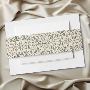 Mediaeval Fantasy Vintage Black Etching Wedding Invitation Belly Band