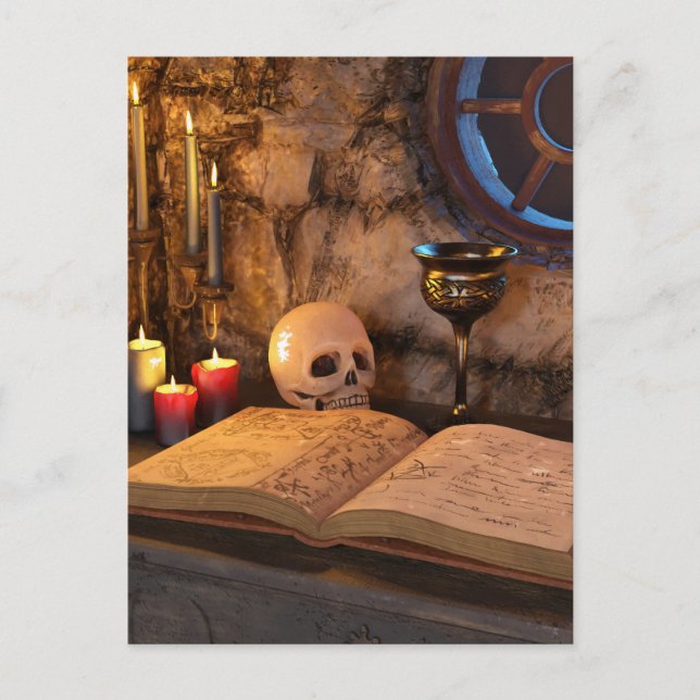 Mediaeval Fantasy Wizard's Study Postcard (Front)