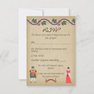 Mediaeval Faux Parchment Grapevine Wedding RSVP Card