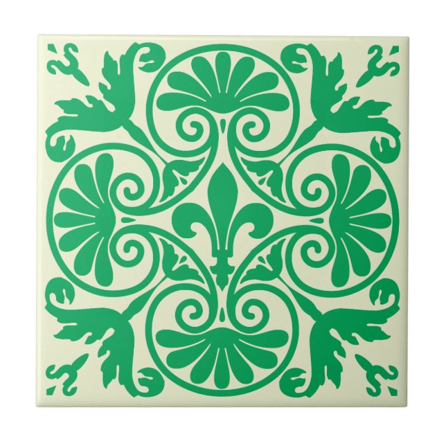 Mediaeval Fleur De Lis Pattern Tile (Front)