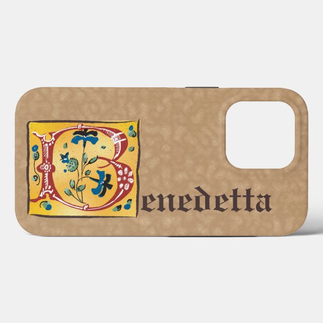 Mediaeval Floral Illuminated Letter B Monogram Case-Mate iPhone Case (Back (Horizontal))