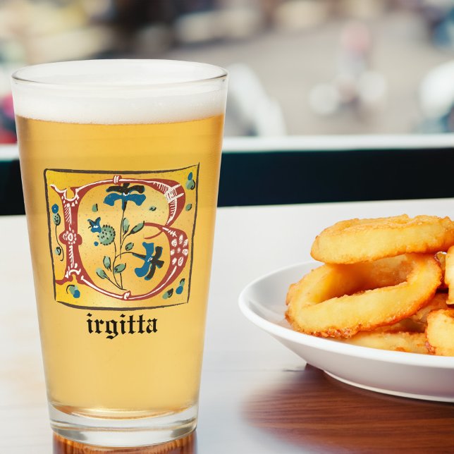 Mediaeval Floral Illuminated Letter B Monogram Glass (Creator Uploaded)