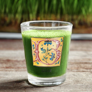 Mediaeval Floral Illuminated Letter B Monogram Shot Glass