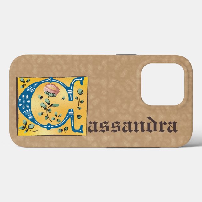 Mediaeval Floral Illuminated Letter C Monogram Case-Mate iPhone Case (Back (Horizontal))