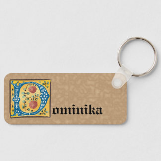 Mediaeval Floral Illuminated Letter D Monogram Key Ring
