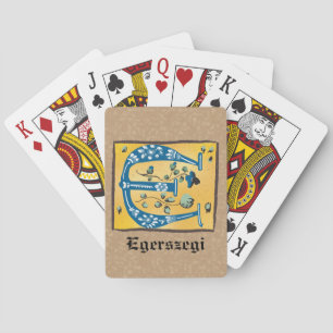 Mediaeval Floral Illuminated Letter E Monogram Playing Cards
