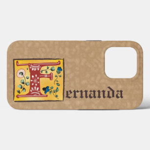 Mediaeval Floral Illuminated Letter F Monogram iPhone 13 Pro Case