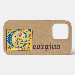 Mediaeval Floral Illuminated Letter G Monogram iPhone 13 Pro Case