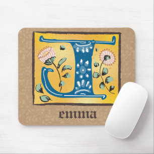 Mediaeval Floral Illuminated Letter J Monogram Mouse Mat