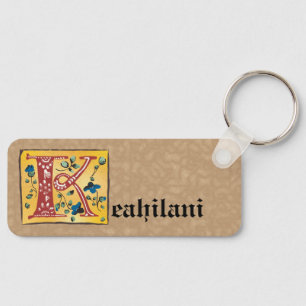 Mediaeval Floral Illuminated Letter L Monogram Key Ring