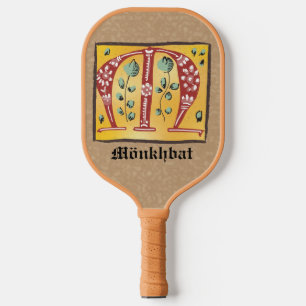 Mediaeval Floral Illuminated Letter M Monogram Pic Pickleball Paddle