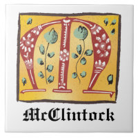 Mediaeval Floral Illuminated Letter M Monogram