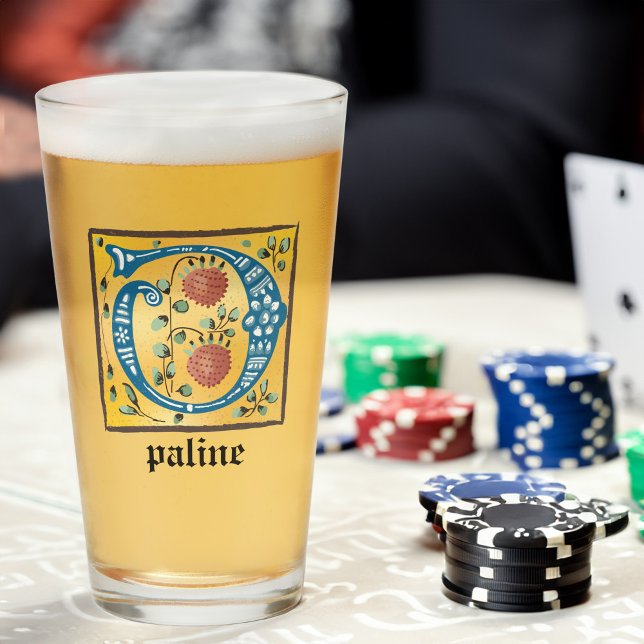 Mediaeval Floral Illuminated Letter O Monogram Glass (Creator Uploaded)