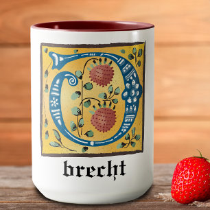 Mediaeval Floral Illuminated Letter O Monogram Mug