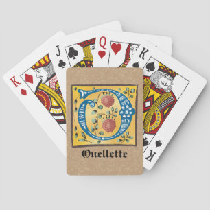 Mediaeval Floral Illuminated Letter O Monogram Playing Cards