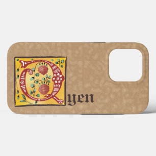 Mediaeval Floral Illuminated Letter Q Monogram iPhone 13 Pro Case
