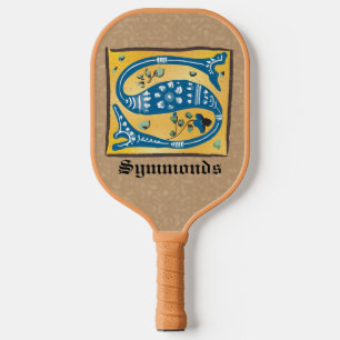 Mediaeval Floral Illuminated Letter S Monogram Pickleball Paddle