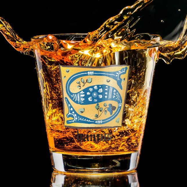 Mediaeval Floral Illuminated Letter S Monogram Shot Glass (Creator Uploaded)