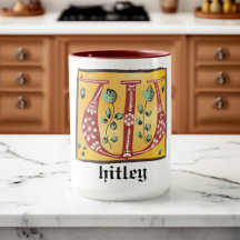 Mediaeval Floral Illuminated Letter W Monogram Mug