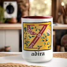 Mediaeval Floral Illuminated Letter Y Monogram Mug