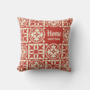 Mediaeval floral ornaments Home sweet home text Cushion