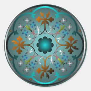 Mediaeval Floral Pattern Classic Round Sticker
