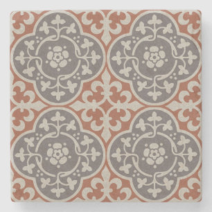 Mediaeval Floral Quatrefoils Stone Coaster