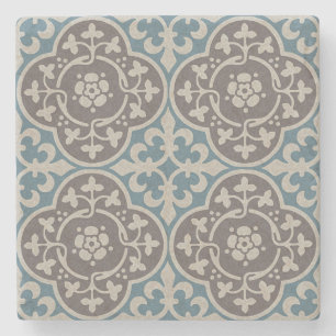 Mediaeval Floral Quatrefoils Stone Coaster