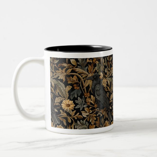 Mediaeval Floral Raven Mug - Mediaeval Floral  (Left)