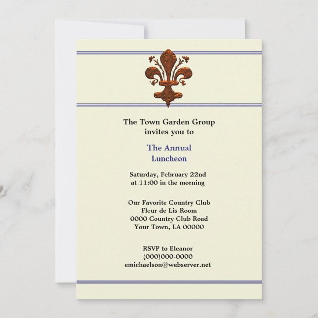 Mediaeval Florence Style Fleur de Lis Event Invitation (Front)