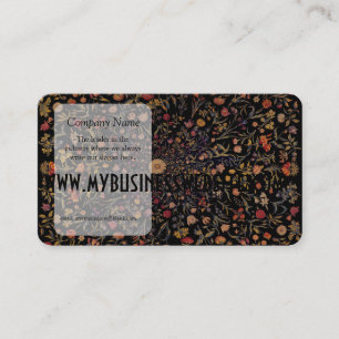 Mediaeval Flowers on Black Business Card