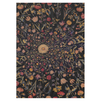 Mediaeval Flowers on Black Tablecloth