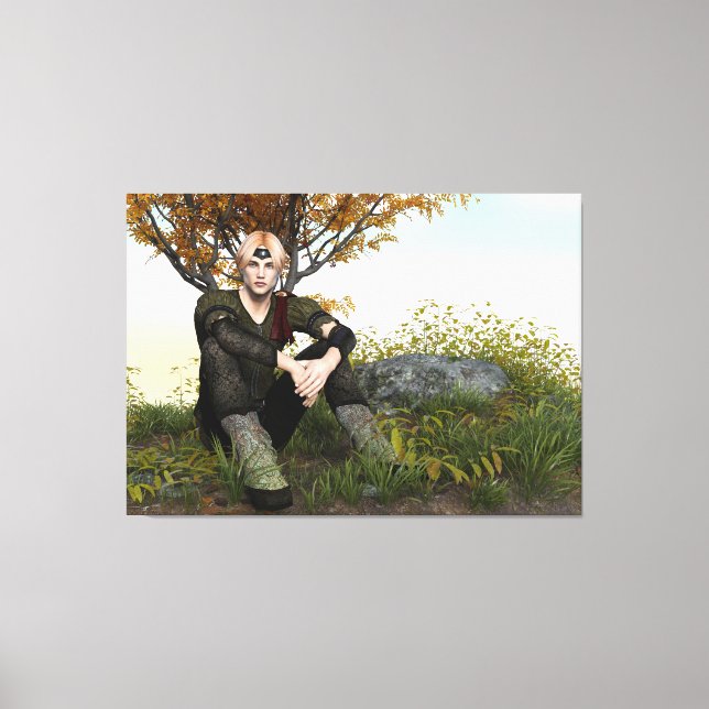 Mediaeval Forest Prince Fantasy Portrait Canvas Print (Front)