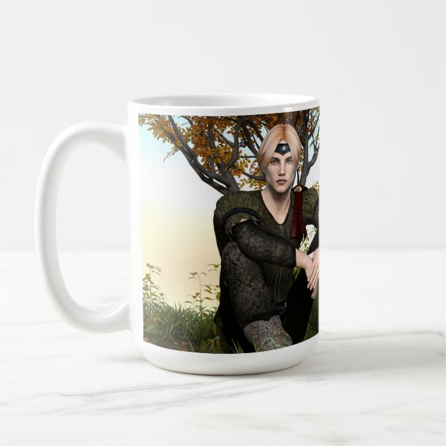 Mediaeval Forest Prince Fantasy Portrait Coffee Mug (Left)