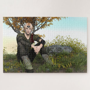 Mediaeval Forest Prince Fantasy Portrait Jigsaw Puzzle