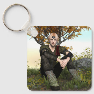 Mediaeval Forest Prince Fantasy Portrait Key Ring
