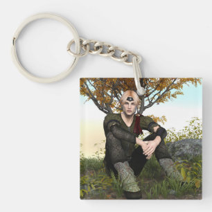 Mediaeval Forest Prince Fantasy Portrait Key Ring
