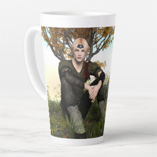 Mediaeval Forest Prince Fantasy Portrait Latte Mug