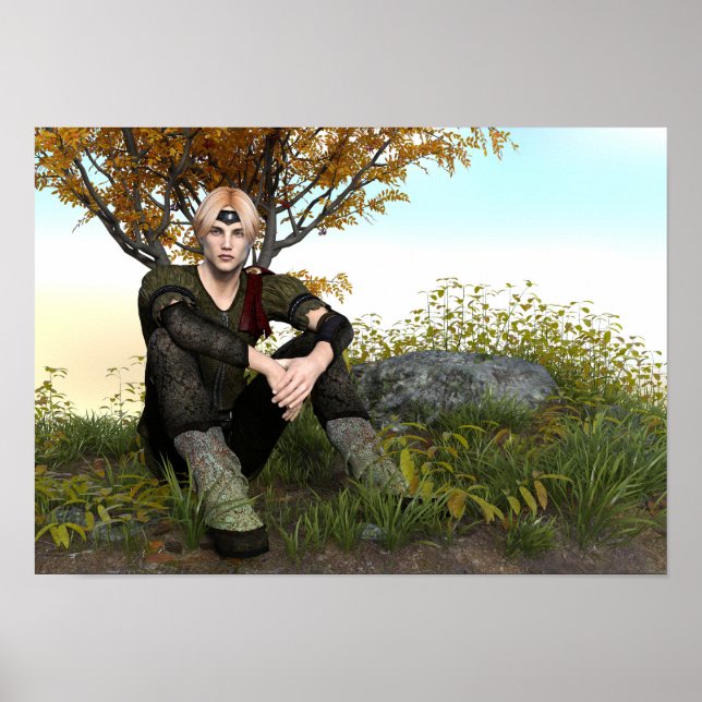Mediaeval Forest Prince Fantasy Portrait Poster (Front)
